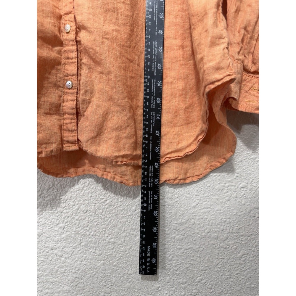 Sigrid Olsen 2X Linen Top Plus Button Down Boho Beach Resort Fall Orange - Picture 4 of 8